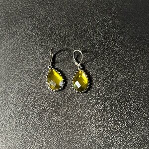 Yellow and black dangle earrings